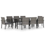 ZNTS 9 Piece Outdoor Dining Set Poly Rattan Grey 3100418