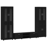 TV Cabinet Set with Drawer FLORIN 3 pcs Black Engineered Wood 3398005
