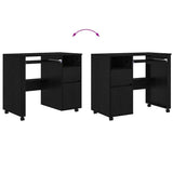 Desk with Wheels Black Oak 91 x 50 x 77 cm Engineered Wood 869531