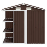 Garden Shed with Rack Brown 205x130x183 cm Iron 47105