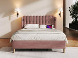 Upholstered Double with USB and Type-C Charging, Frame with Wooden Slatted Frame, Teenager N601P288478R