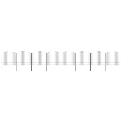 Garden Fence with Spear Top Steel 1426x175 cm Black 277746