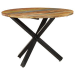 ZNTS Dining Table Round 100x100x75 cm Solid Reclaimed Wood 321682