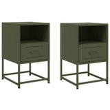 ZNTS Bedside Cabinets 2 pcs Olive Green 36x39x60.5 cm Steel 846563