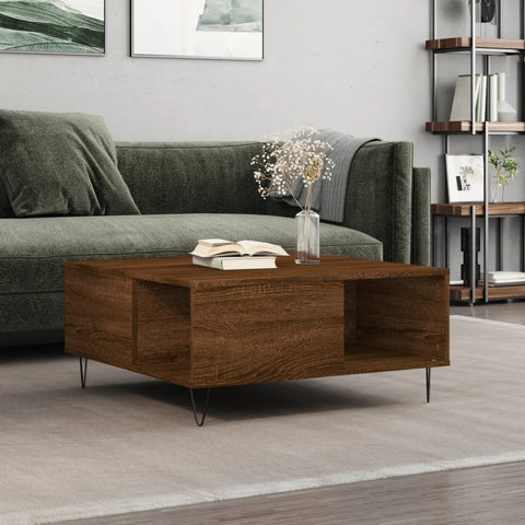 ZNTS Coffee Table Brown Oak 80x80x36.5 cm Engineered Wood 830787