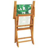 5 Piece Garden Dining Set Leaf Pattern Fabric and Solid Wood 3281824