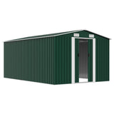 Garden Shed 257x392x181 cm Metal Green 143344