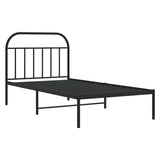 Metal Bed Frame without Mattress with Headboard Black 100x190cm 353629