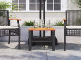 Garden Table Black 40x40x42 cm Poly Rattan Acacia Wood 366263