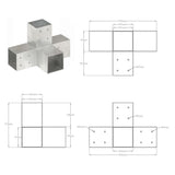 Post Connectors 4 pcs X Shape Galvanised Metal 81x81 mm 145468