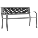 Garden Bench Black Steel, plastic 120 cm Durable Garden Bench 319582