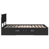 Bed Frame with Headboard Black 137 x 203 cm Engineered Wood 3408768