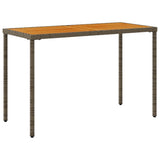 Garden Table with Acacia Wood Top Grey 115x54x74 cm Poly Rattan 365076