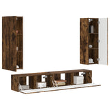 TV Cabinet Set Wall-mounted 3 pcs Smoked Oak Engineered Wood 3408984