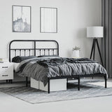 Metal Bed Frame without Mattress with Headboard Black 140x200cm 352579