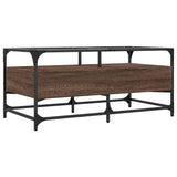Coffee Table with Glass Top Brown Oak 98.5x50x45 cm Steel 846048