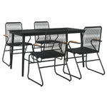 5 Piece Garden Dining Set Black PVC Rattan 3099217
