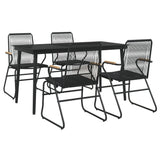 5 Piece Garden Dining Set Black PVC Rattan 3099217
