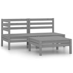 ZNTS 3 Piece Garden Lounge Set Solid Pinewood Grey 806599