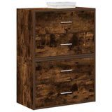 Cabinets with 2 Drawers 2 pcs Smoked Oak 60x31x40 cm Engineered Wood 858830