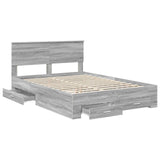 Bed Frame with Drawer Grey Sonoma 140 x 190 cm Engineered Wood 3408259