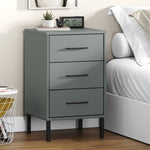 ZNTS Bedside Cabinet with Metal Legs Grey Solid Wood Pine OSLO 350977