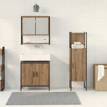 Bathroom Furniture Set with Door 3 pcs Brown 33 x 33 x 102.5 cm 3334368