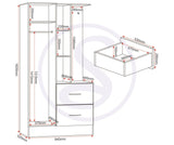 ZNTS Nevada Mirrored Open Shelf Wardrobe 100-101-146