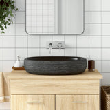 Countertop Basin Grey and Black Oval 59x40x14 cm Ceramic 155109