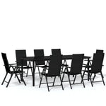 9 Piece Garden Dining Set Black 3099106