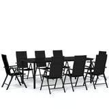 9 Piece Garden Dining Set Black 3099106