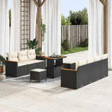 Garden Sofa Set with Cushion 14 pcs Black and Cream Poly Rattan 3364960