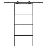 Sliding Door with Hardware Set Black 90x205 cm ESG Glass 3375810