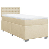 Box Spring Bed with Mattress Cream 90x200 cm Fabric 3285790