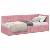 Corner Bed Frame with Headboard Pink 80 cm x 200 cm Velvet 42016371