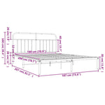 Metal Bed Frame without Mattress with Headboard White 180x200cm 352631