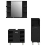 Bathroom Furniture Set with Shelf 3 pcs Black 30 x 30 x 99.5 cm 3333048
