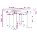 ZNTS Coffee Table O-Frame 40x40x35 cm Solid Wood Pine and Steel 3282658