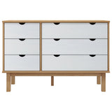 Drawer Cabinet OTTA Brown&White 111x43x73.5cm Solid Wood Pine 348587