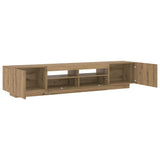 TV Cabinet with LED Lights Artisan Oak 200x35x40 cm Engineered Wood 3329166