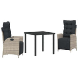 Garden Dining Set with Cushion 3 pcs Light Grey Poly Rattan 3380568
