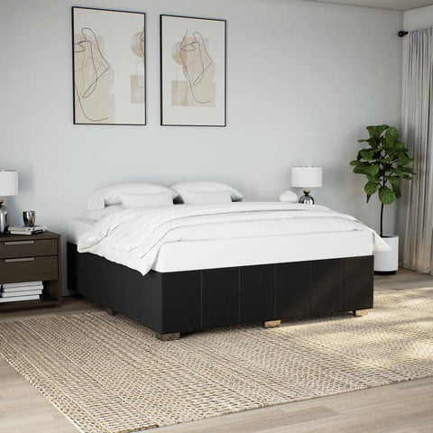 ZNTS Bed Frame without Mattress Black Super King Fabric 3284872