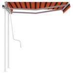 ZNTS Manual Retractable Awning with Posts 3x2.5 m Orange and Brown 3069900