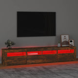 TV Cabinet with LED Lights Smoked Oak 210x35x40 cm 3152735