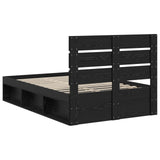 Bed Frame with Headboard Black 120 x 200 cm Solid Pine Wood 3411761