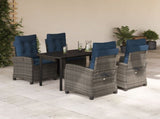 5 Piece Garden Dining Set with Cushions Grey Poly Rattan 3212875