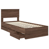 Bed Frame with Drawer Brown Oak 90 x 190 cm Engineer Wood 3410755