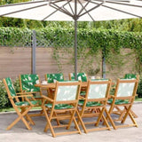 Folding Garden Chairs 8 pcs Green Fabric and Solid Wood 3214588