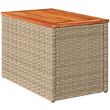 Garden Side Tables 2pcs Beige 55x34x37cm Poly Rattan Solid Wood 366069