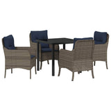 Garden Dining Set with Cushion 5 pcs Grey Poly Rattan 3380191